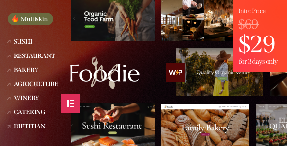 Foodie - Food & Wine Elementor WordPress Theme