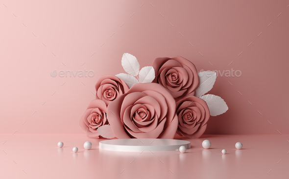 Valentine's Day background. Love Podium background for Product Display. 3d render - Stock Photo - Images