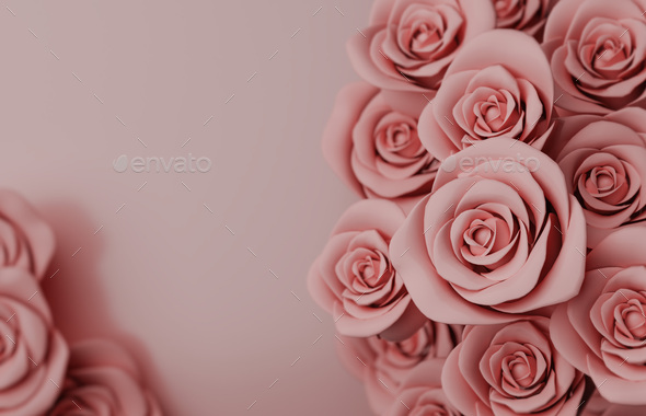 Valentine's day greeting card templates with realistic of rose background. 3d render - Stock Photo - Images