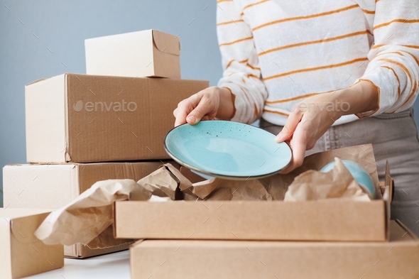 packing and sending goods from an online store or returning clothes by a delivery service.