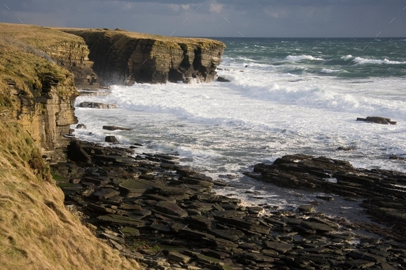 Coastal Erosion - Northeast Scotland Stock Photo by SteveAllenPhoto999