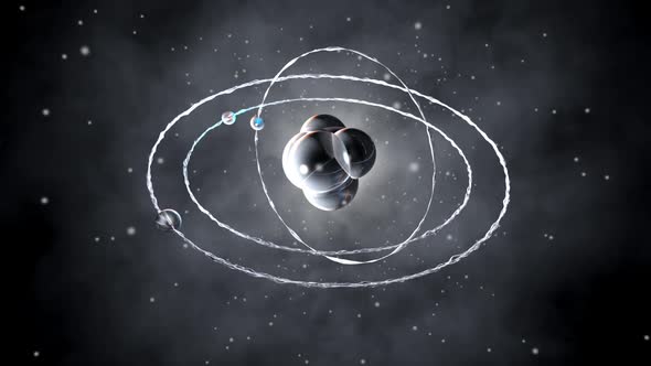 Animation of a Atomic core with orbiting particles