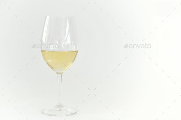 Chardonnay Wine Glass Isolated On White Background Stock Photo