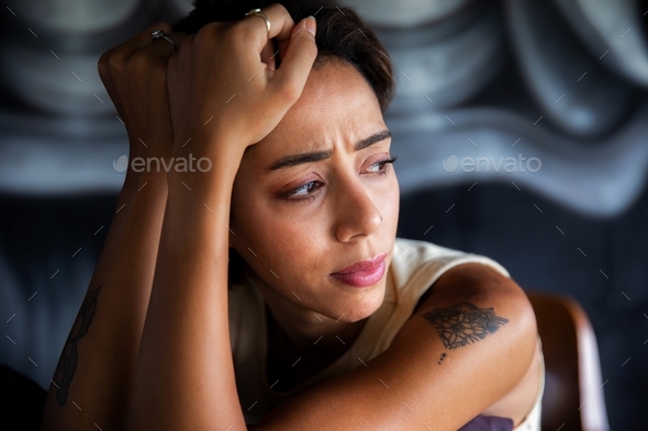 Beautiful Middle Eastern Woman is struggling with her thoughts