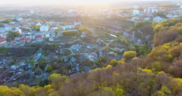 Panoramic Aerial drone view of city