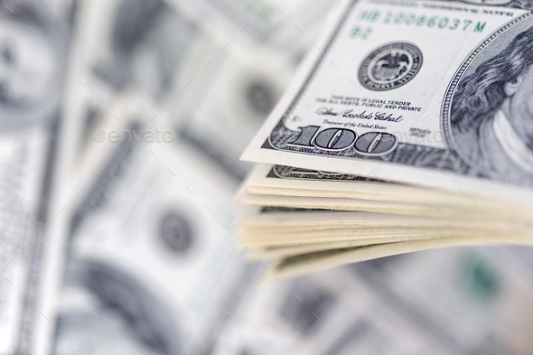 Stack of hundred dollar bills, banknotes of hundred - Stock Photo - Images