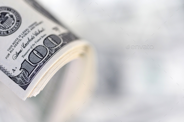 Stack of hundred dollar bills, banknotes of hundred - Stock Photo - Images