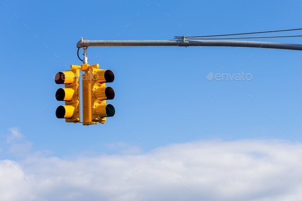 Traffic light in New York city - Stock Photo - Images