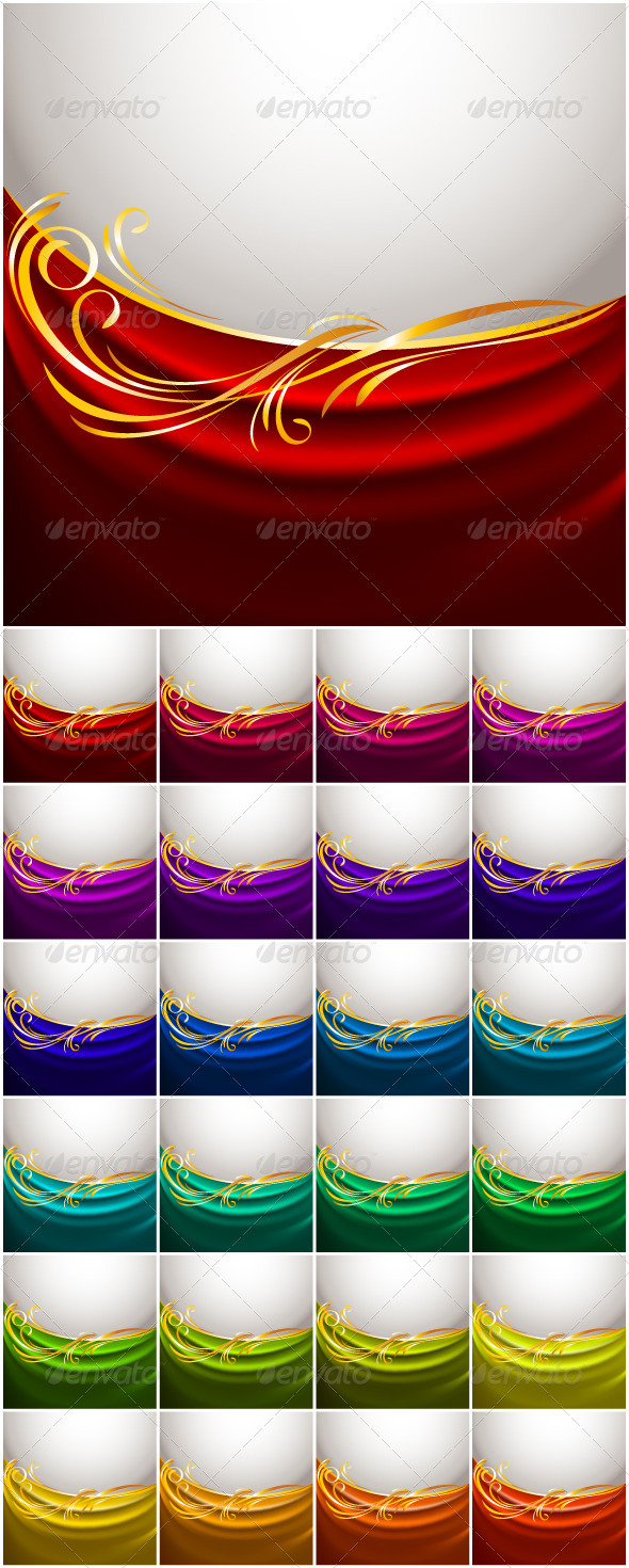 Silk Curtains - Colorful Set - Backgrounds Decorative