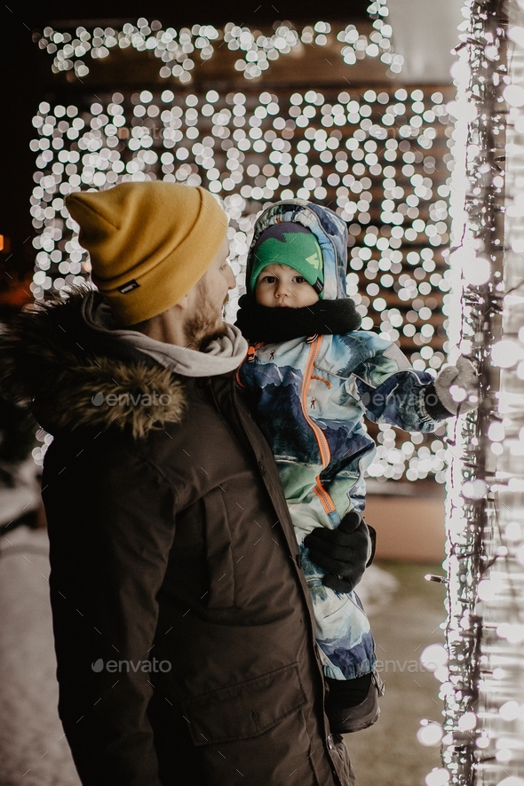 Father and son go for a walk in winter. Snow Stock Photo by Katerina ...