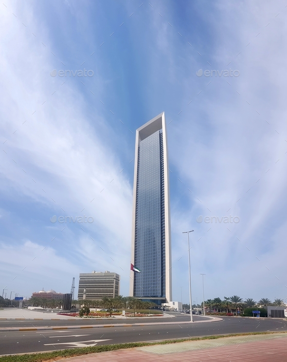 Modern Architecture In Abu Dhabi On Bright Sunny Day With Clouds Stock ...