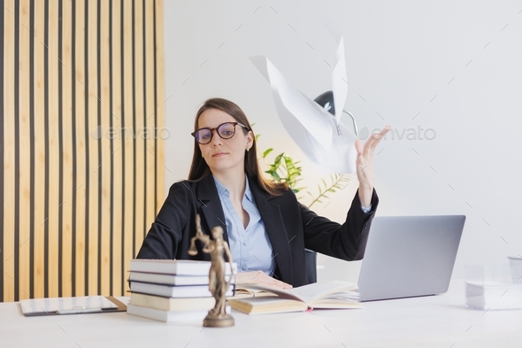 business woman lawyer or company director in the office is working with a laptop