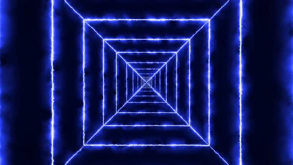 Blue Fire Square Tunnel Animated Background alt