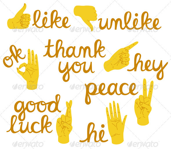 Hand Signs - Decorative Symbols Decorative