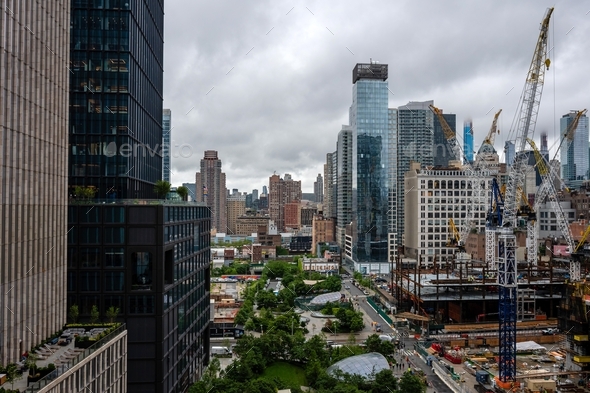 Manhattan landscape with residential and office buildings near Hudson Yards