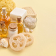 Natural cosmetics and bath accessories: bath salt, cream, bottles of essential oils, soap - PhotoDune Item for Sale