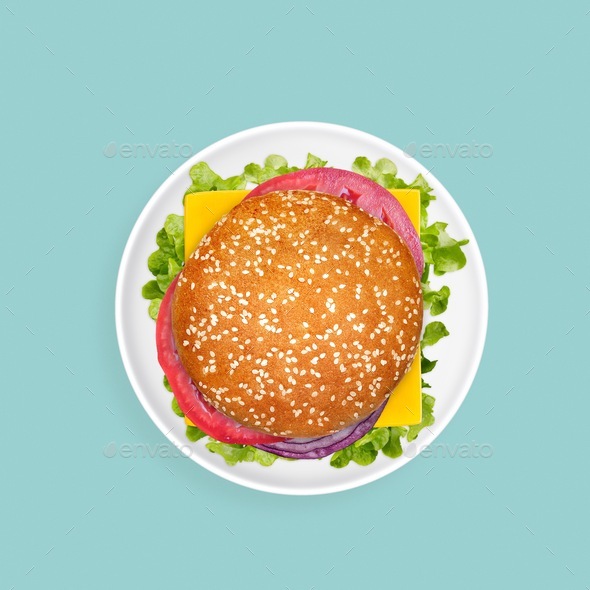 Sandwich cheeseburger. Fast food. Quick meal. Easy meal idea. On the go