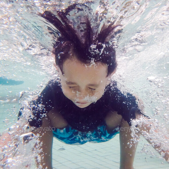 little boy diving into water, underwater Stock Photo by ellinnur ...