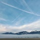 Blue sky, fog and mountains, cloudy day, clouds, foggy mountains, airplain - PhotoDune Item for Sale