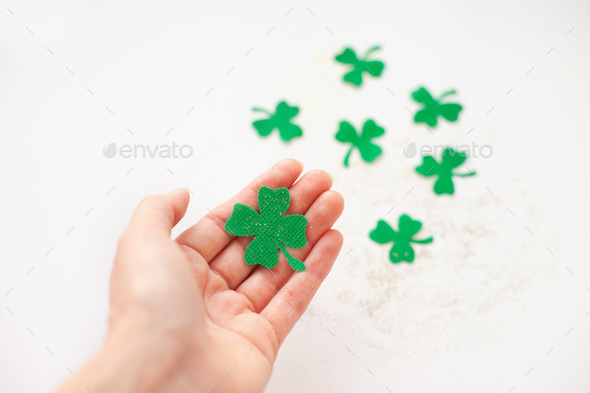 Lucky shamrock, Saint Patrick’s Day, celebration, lucky charm, good luck, green, hand, symbol