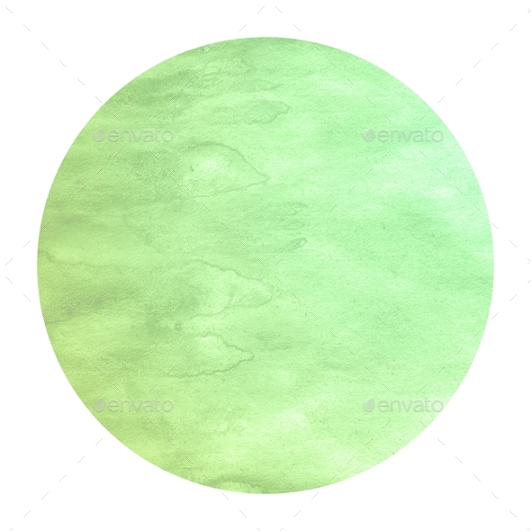 Green Hand Drawn Watercolor Circular Frame Background Texture With Stains Modern Design Element