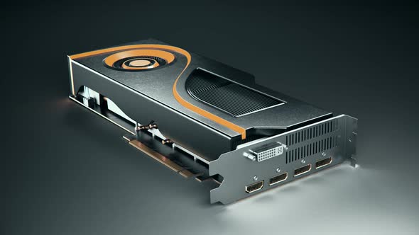 Presentation of new GPU. Isolated Graphics processor unit. New technology. 4k alt