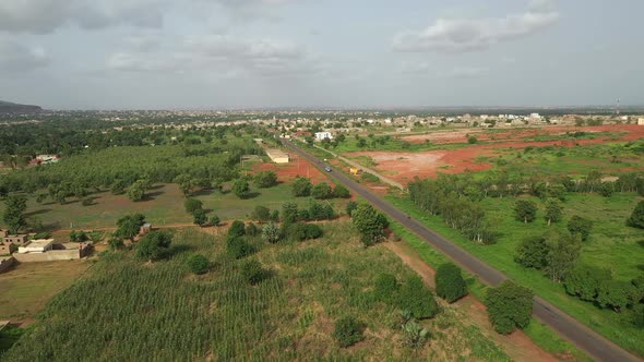 Africa Mali Village And Truck Aerial View