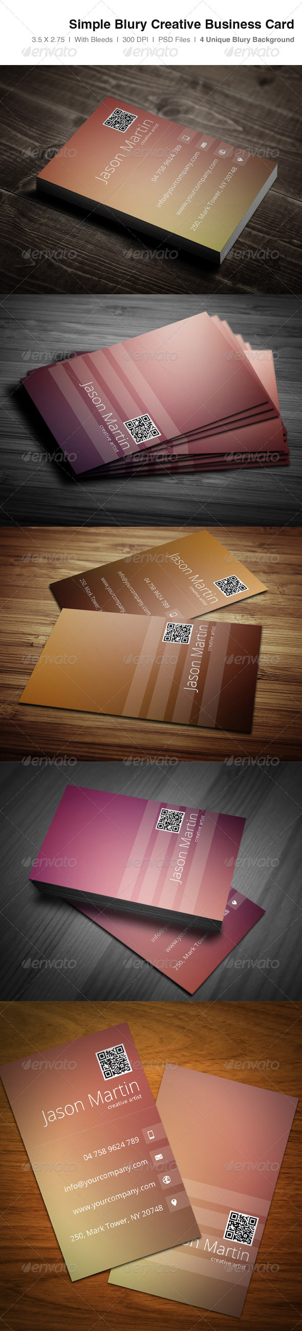 Simple Blury Creative Business Card - Creative Business Cards