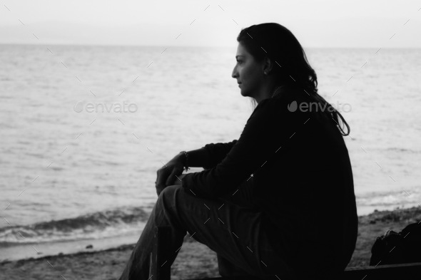 Woman in the sea  - Stock Photo - Images