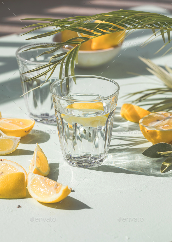 Gin tonic alcoholic cocktail drink with dry gin, bitter tonic, lemon