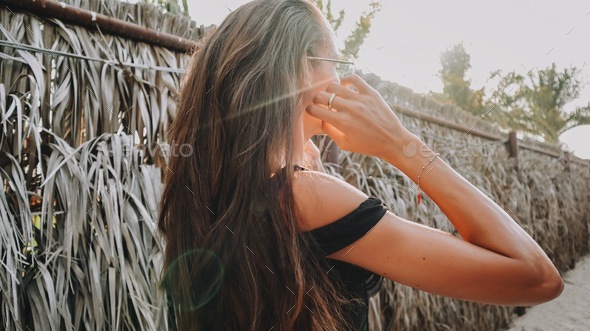 Woman with long hair from behind