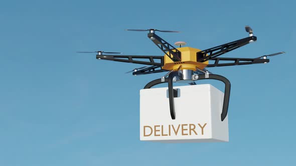 Delivery drone in the sky - 3d rendering alt