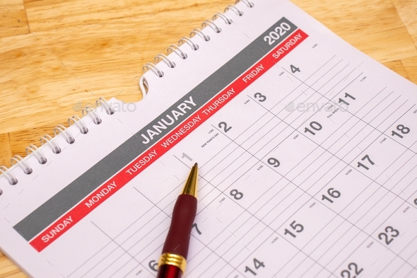 close up of a January calendar for events and planning such as holiday vacations  - Stock Photo - Images