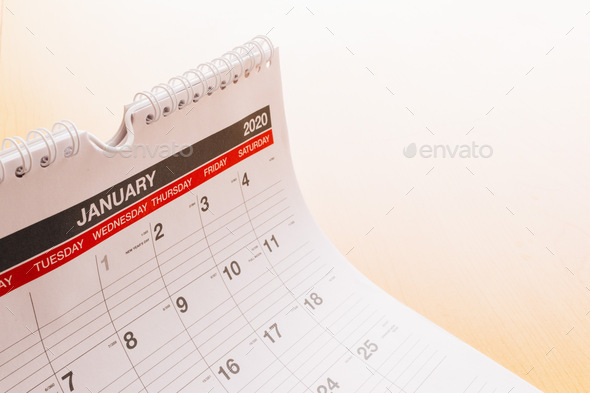 close up of January calendar useful for events and planning - Stock Photo - Images