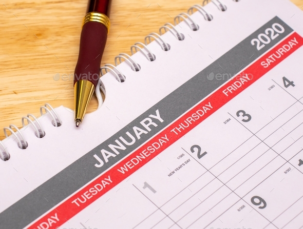close up of a January calendar for events and planning such as holiday vacations  - Stock Photo - Images