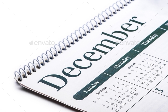 Planning and events, month of December on a calendar  - Stock Photo - Images