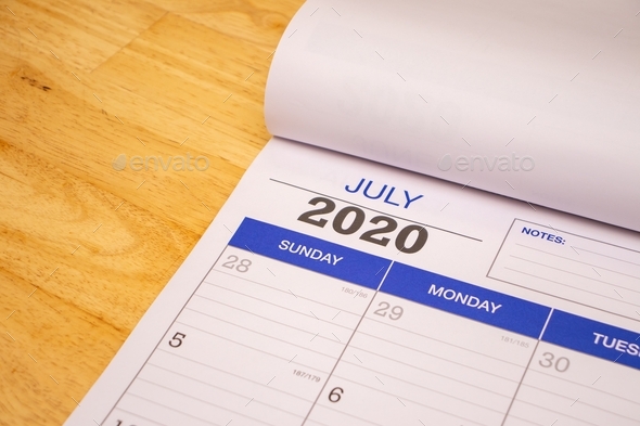 Events and planning, month of july 2020 on calendar  - Stock Photo - Images