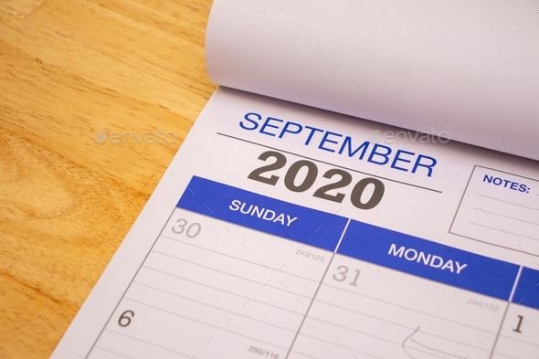 Events and planning, month of September 2020 on calendar  - Stock Photo - Images