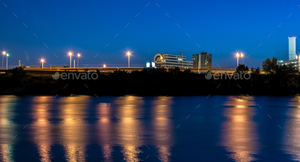 The city of Hartford at night - Stock Photo - Images