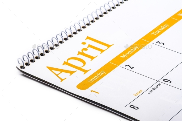 Planning and events, month of April on a calendar  - Stock Photo - Images