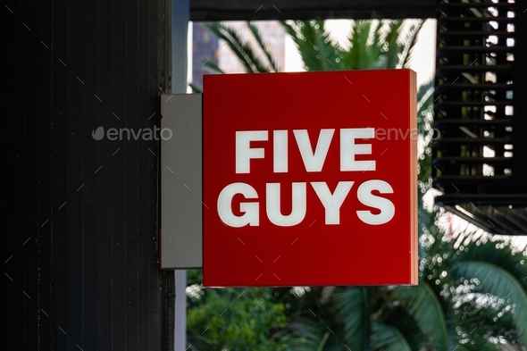Five Guys America Restaurant Signage in Madrid