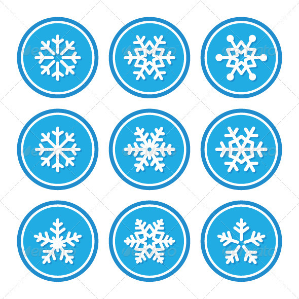 Snowflakes Icons as Retro Labels - Retro Technology