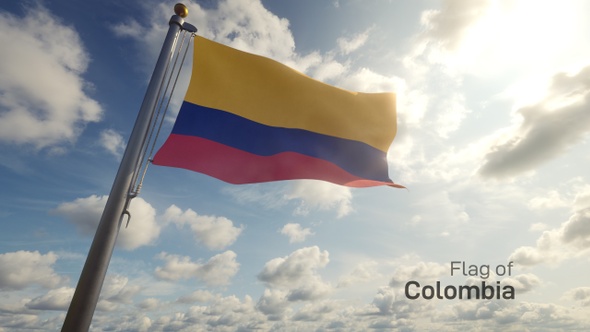 Colombia Flag on a Flagpole alt