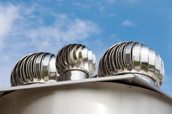 ventilation system against the blue sky - Stock Photo - Images