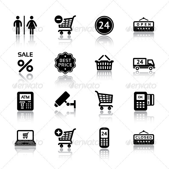 Set Pictograms Supermarket Services, Shopping Icon - Business Icons