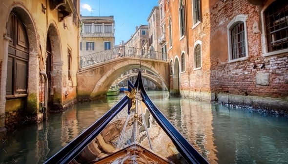 A gondola in a Venice canal - Stock Photo - Images