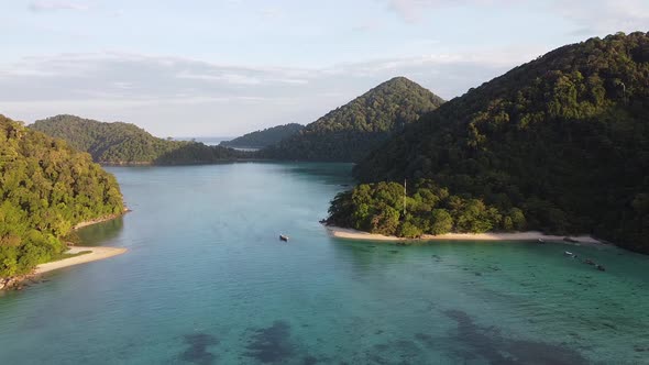 Chong Khat Bay Panoramic Aerial View, Surin Islands National Park, Thailand alt