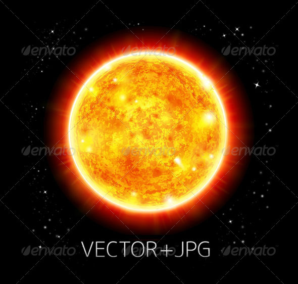Sun in a space background - vector+jpg