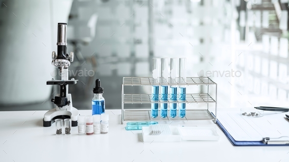 Scientist research laboratory equipment tools in Lab, Biochemistry laboratory research