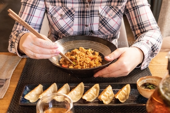 Japanese Food Rice Chahan And Gyoza In Restaurant Stock Photo By Flernata